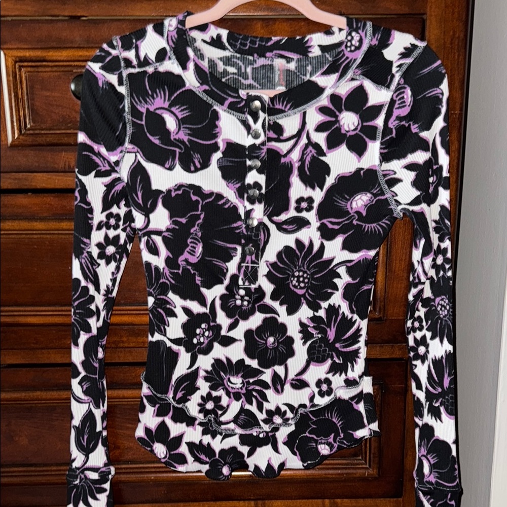 FP Movement floral button long sleeve shirt